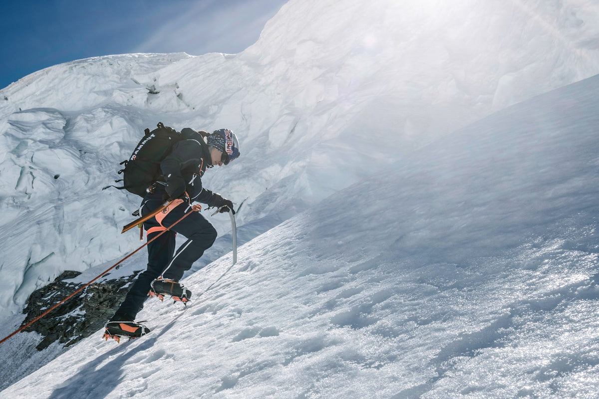 Man climbs mountain